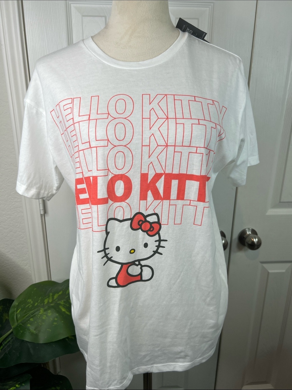 Grayson Threads White Tee with Red Hello Kitty Graphic Size L